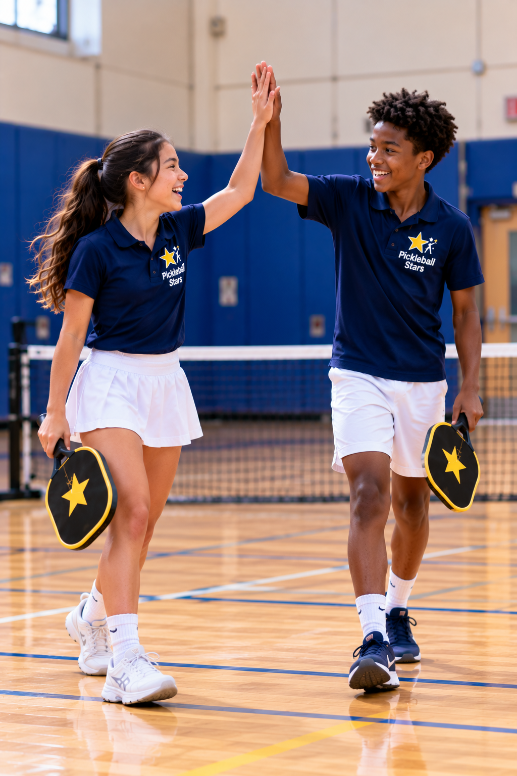 Middle school students playing competitive pickleball
